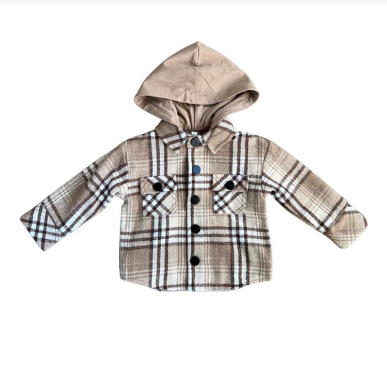 Babysprouts Mocha Plaid Hooded Shacket