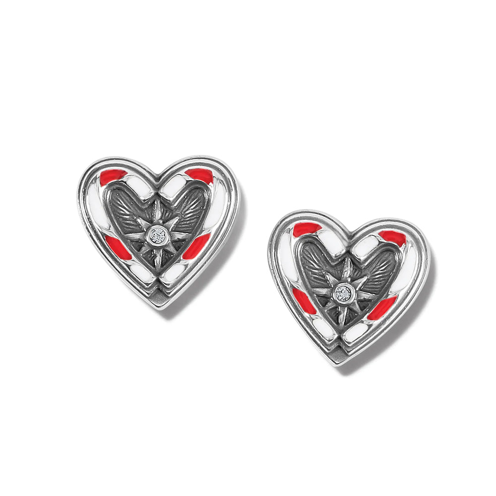 Heart-shaped earrings with eagle design on a white background