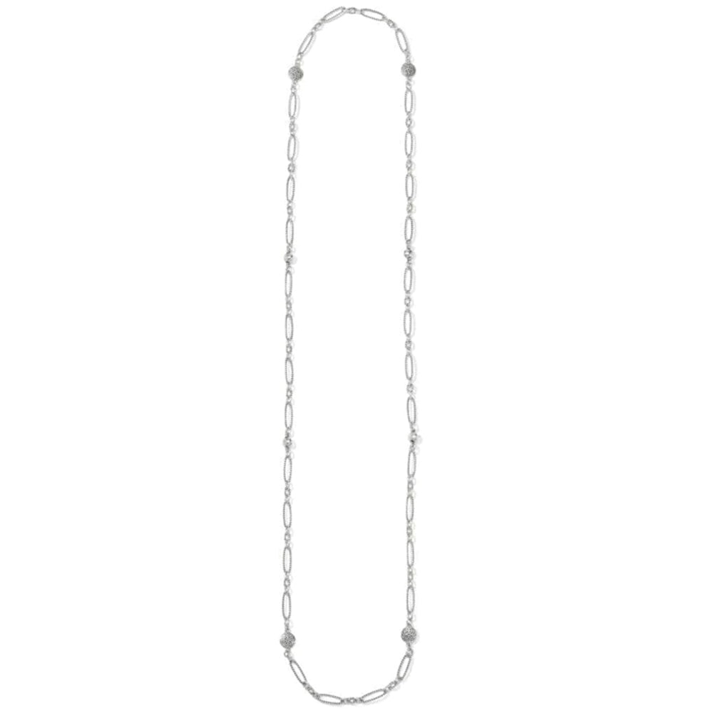 Silver chain necklace on a white background