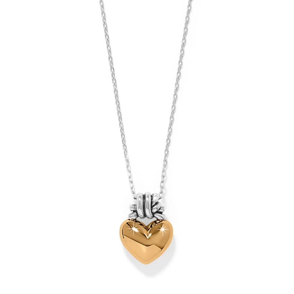 Necklace with a gold heart-shaped pendant on a white background