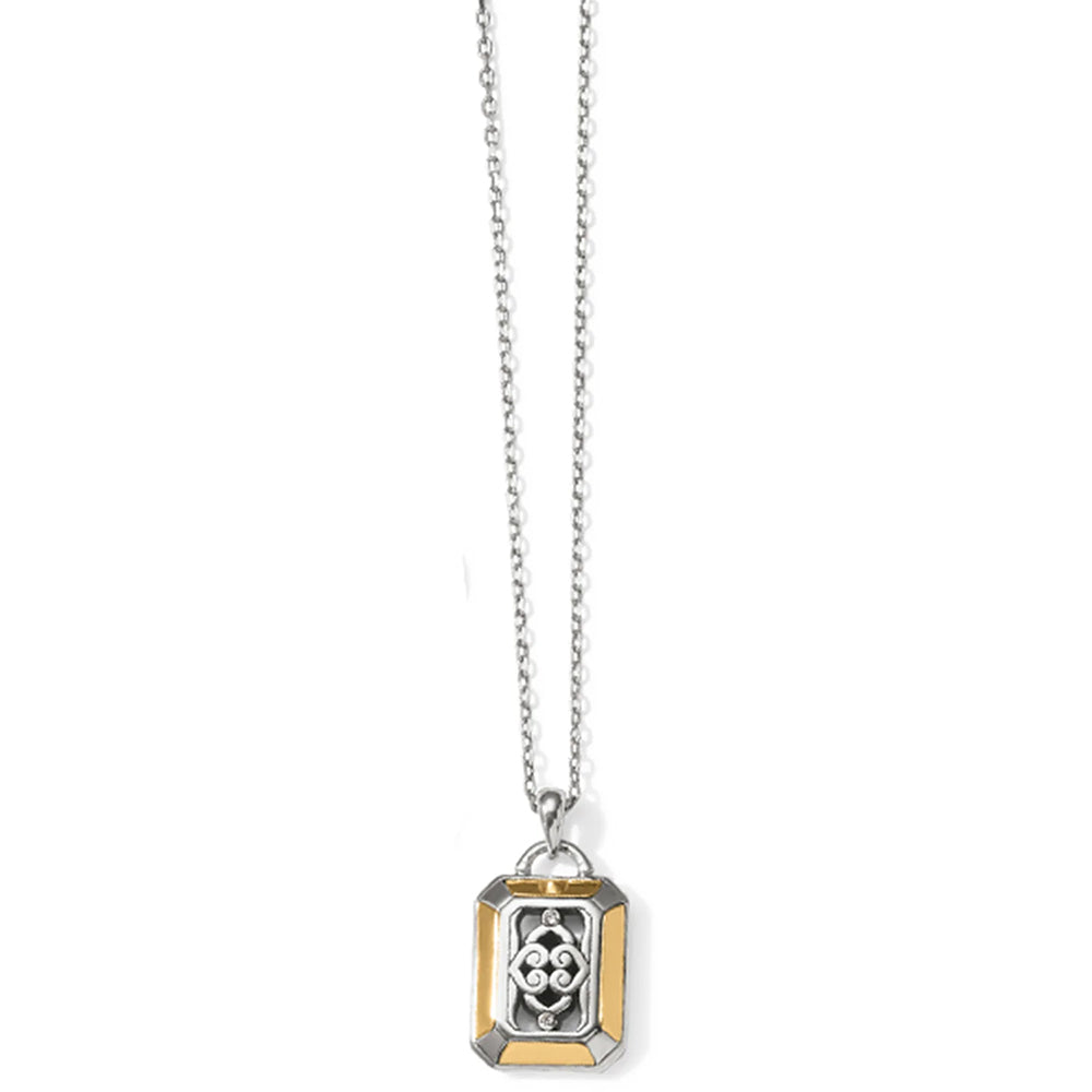 Necklace with a rectangular pendant featuring a cartoon character on a white background