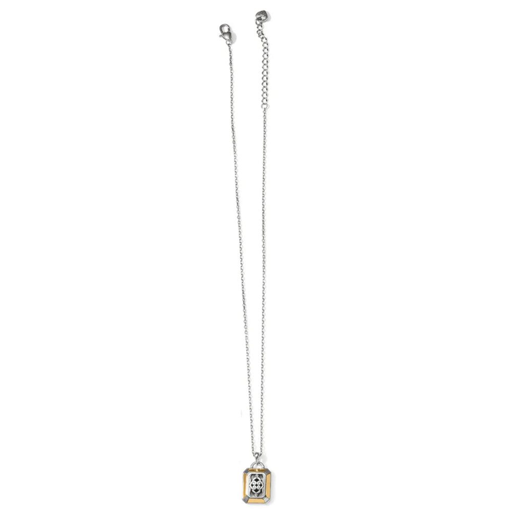 Necklace with a rectangular pendant on a white background