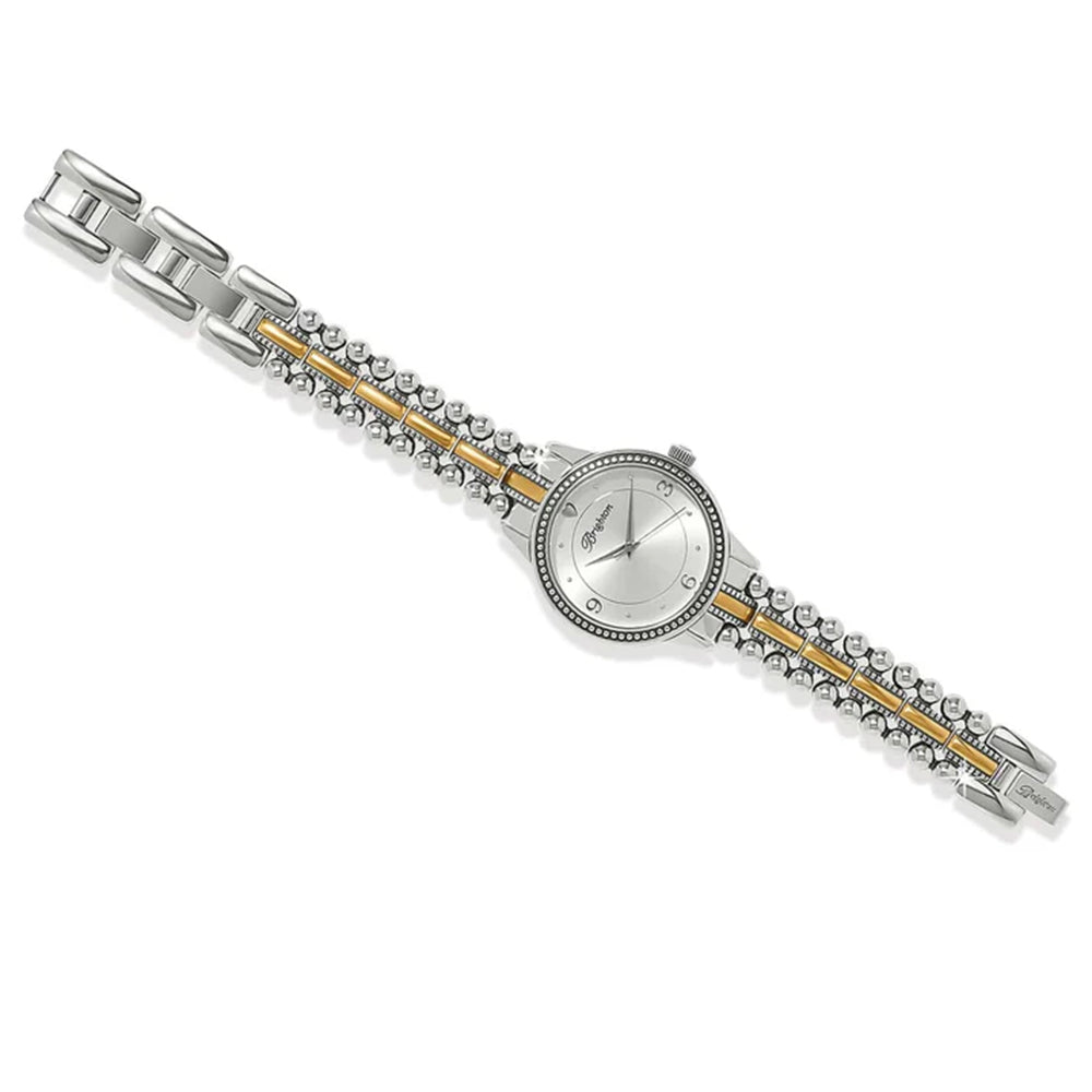 Silver and gold watch on a white background