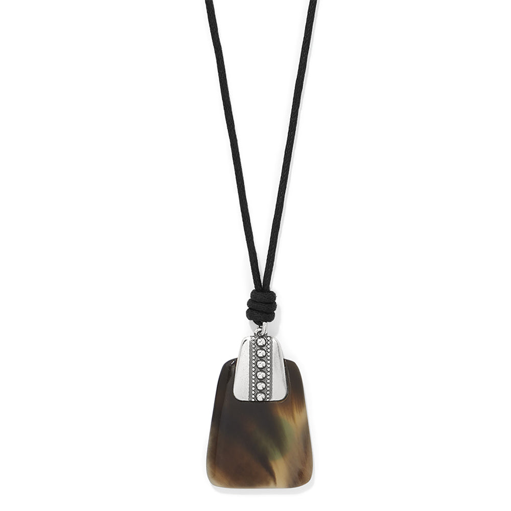 Necklace with a brown pendant on a white background