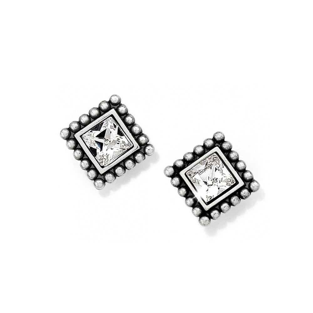 Brighton Sparkle Square Silver Mini Post Earrings