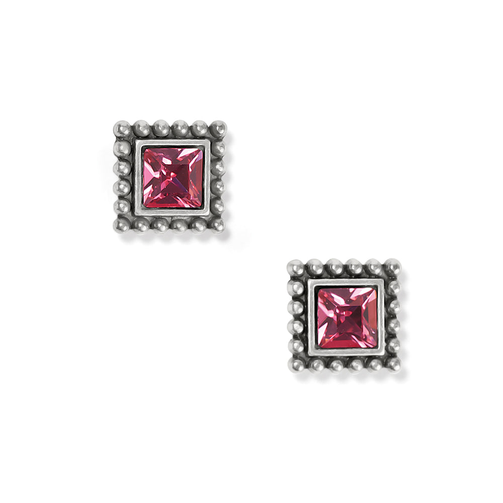 Brighton Sparkle Square Pink Mini Post Earrings