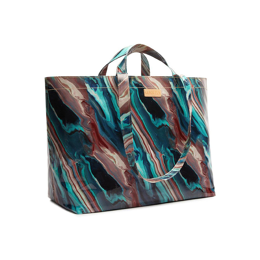 Marbled patterned tote bag on a white background