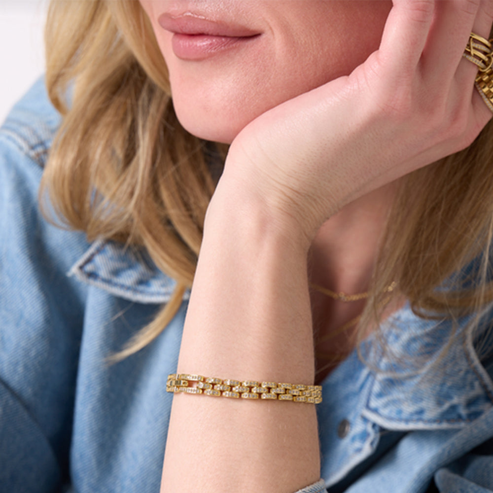 Electric Picks Gold Mini Bennett Crystal Bracelet