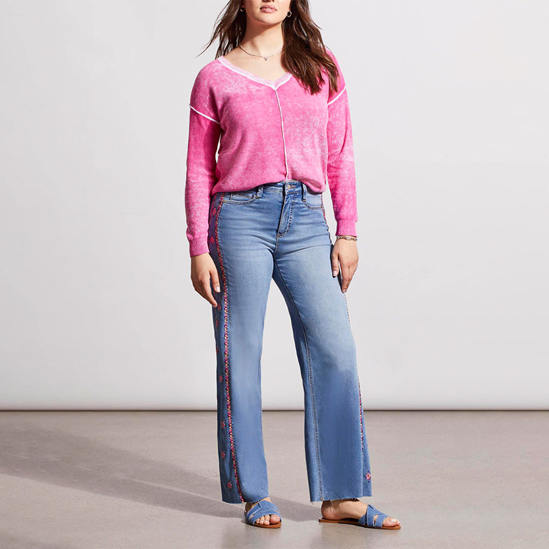 Brooke Hugging Blue Lotus Jeans With Side Embroidery