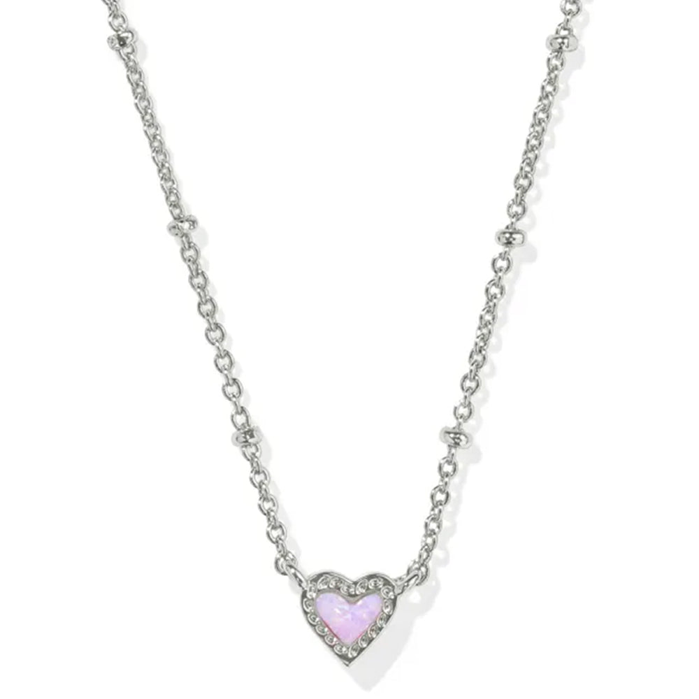 Beautiful silver necklace with heart shaped pendant.