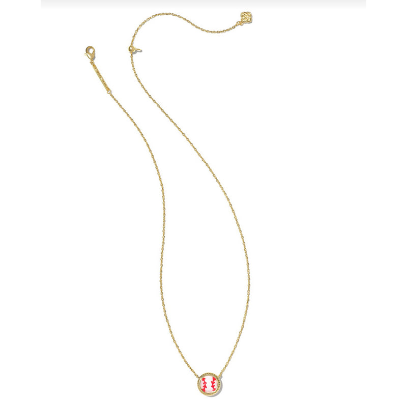 Kendra Scott Baseball Short Pendant Necklace Gold Ivory Mother of Pearl