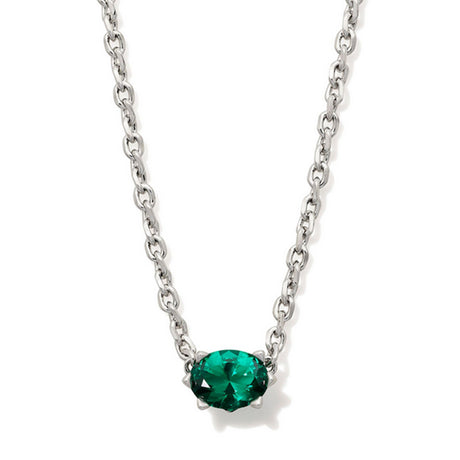 Silver necklace with May birthstone