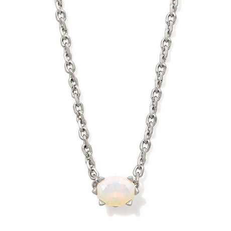 Silver necklace with October birthstone