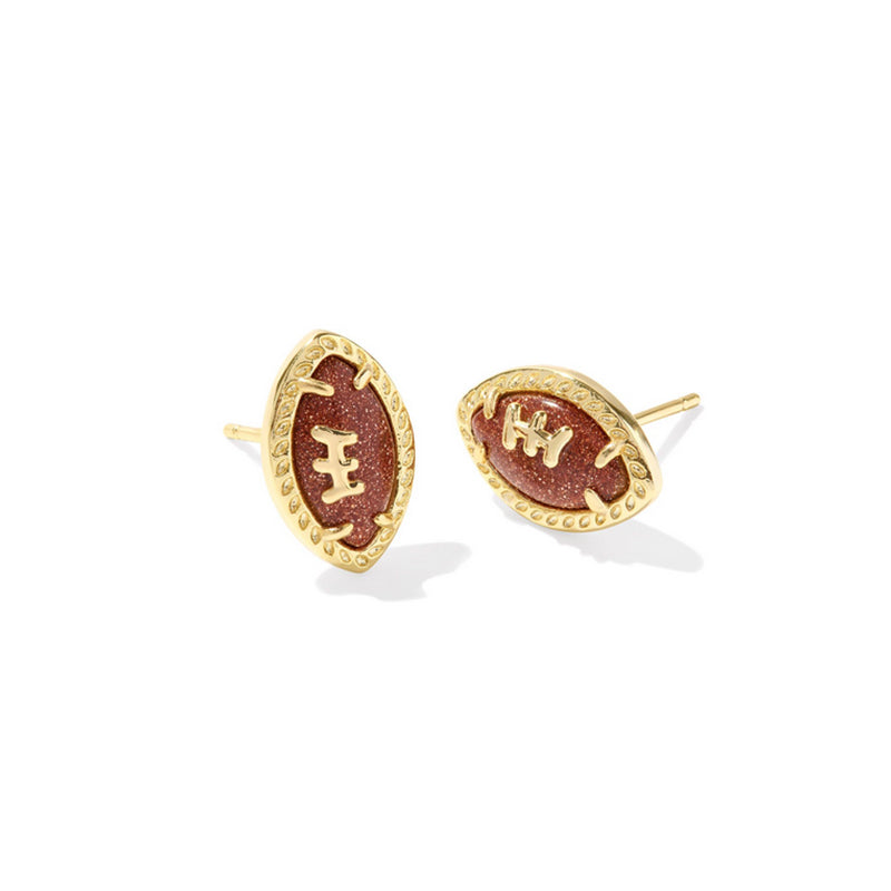 Kendra Scott Football Stud Earrings Gold Orange Goldstone