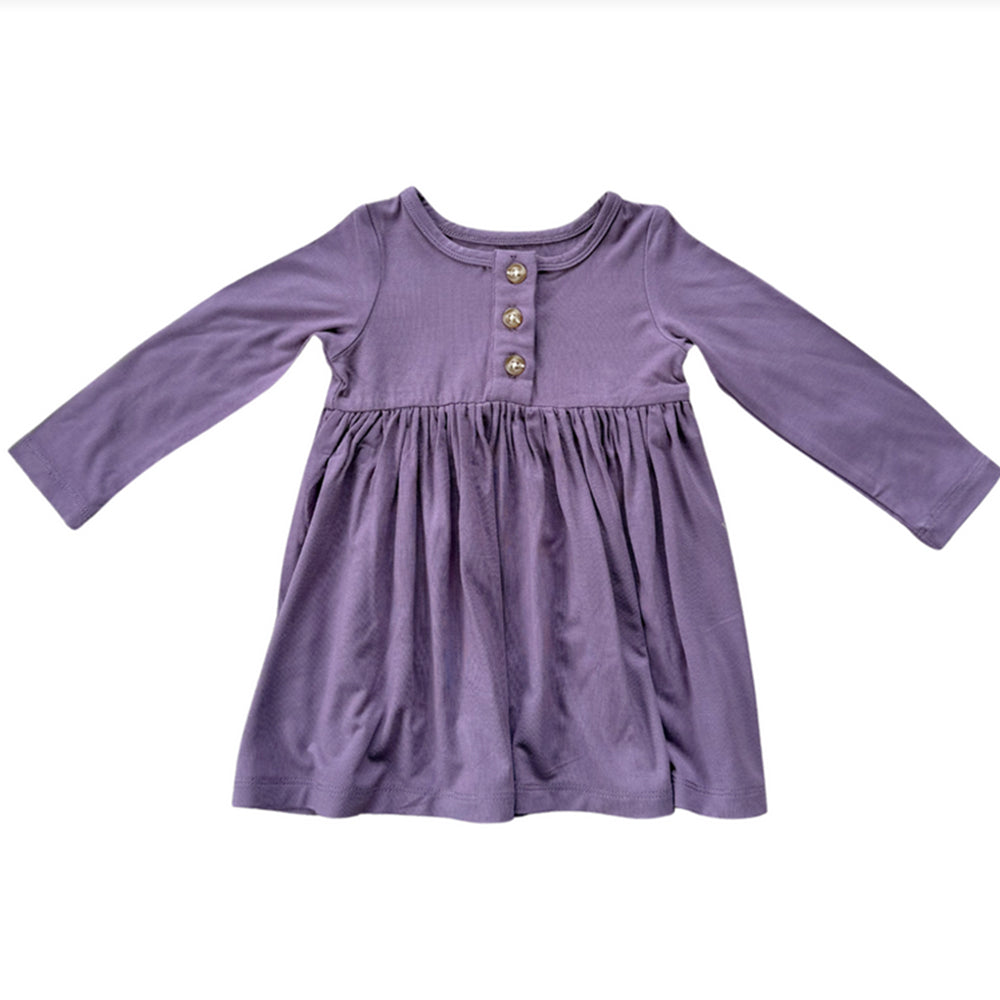 Purple dress with long sleeves on a white background