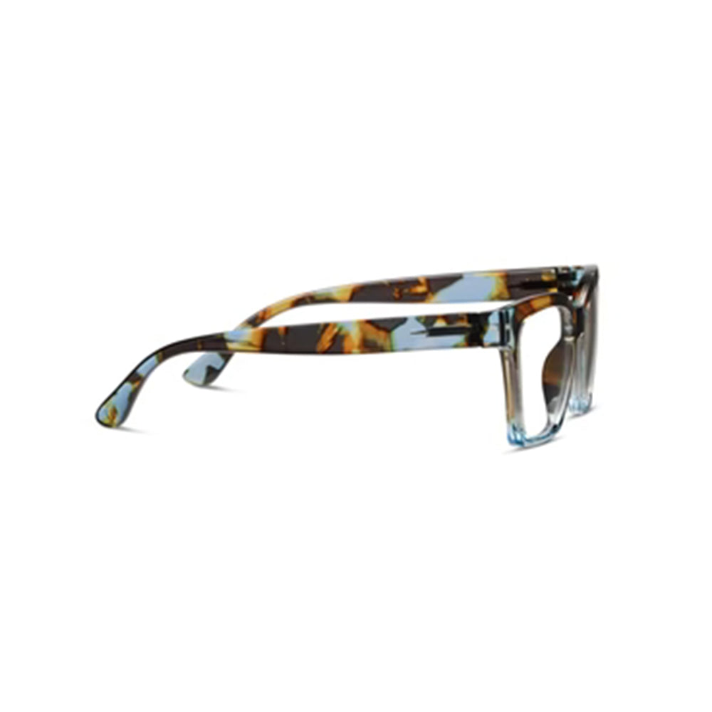 Multicolored eyeglasses on a white background