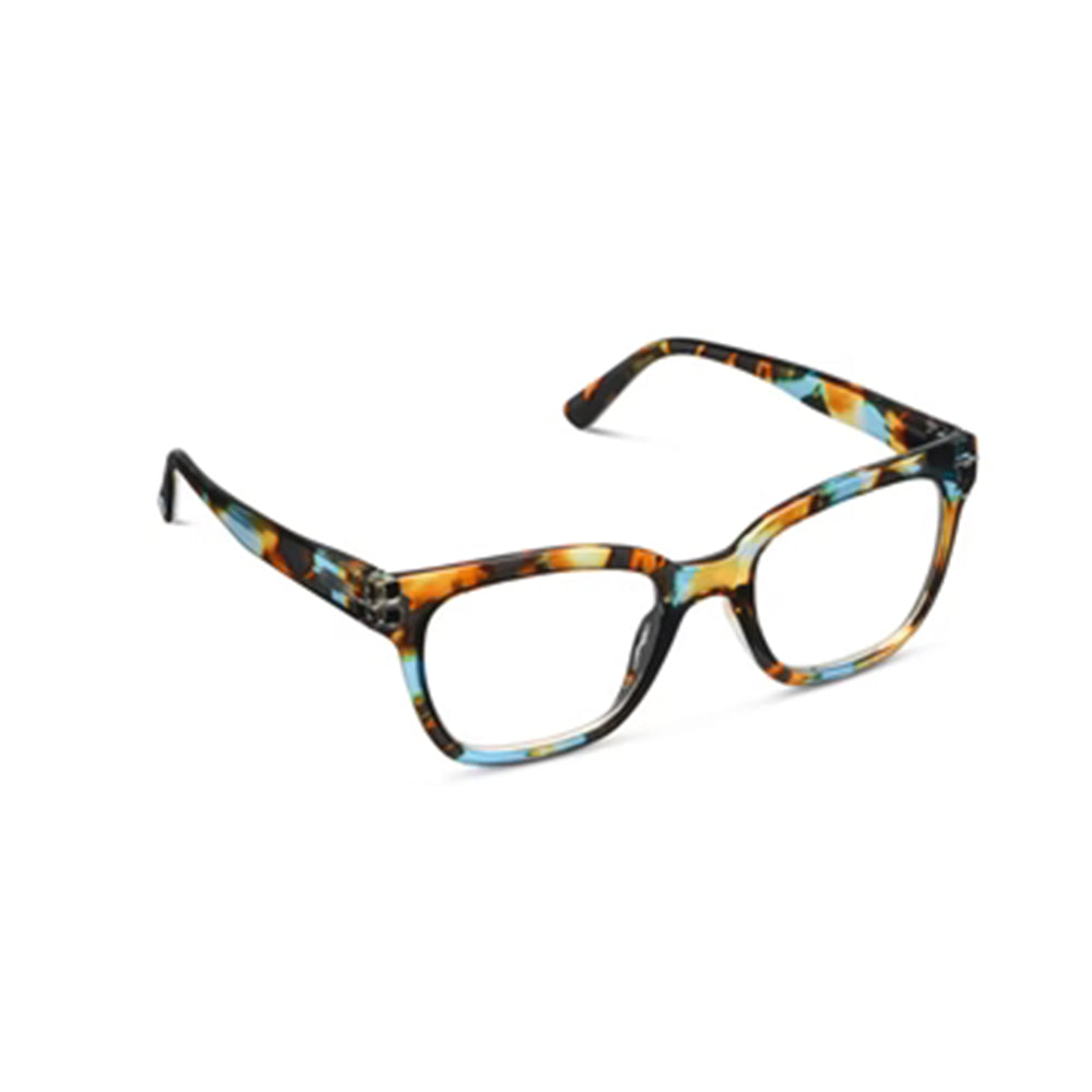 Eyeglasses with a tortoiseshell frame on a white background