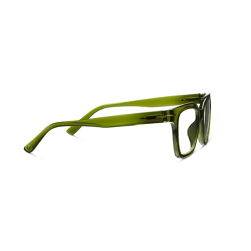 green frame eyeglasses