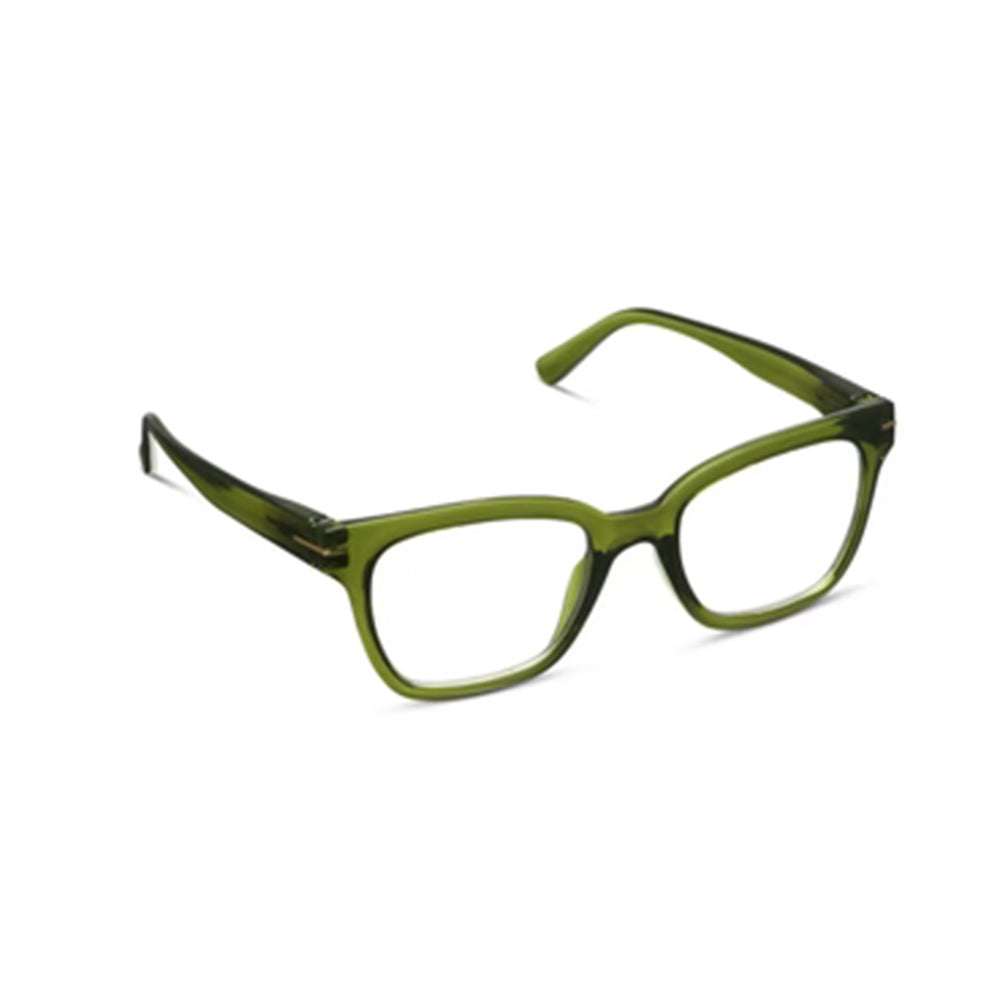 green frame eyeglasses