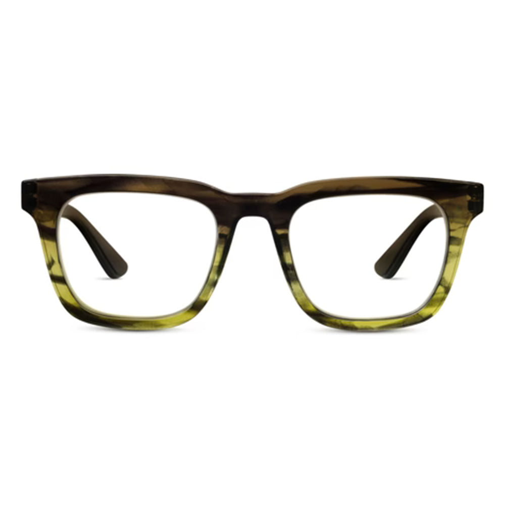 Pair of glasses with a tortoiseshell frame on a white background