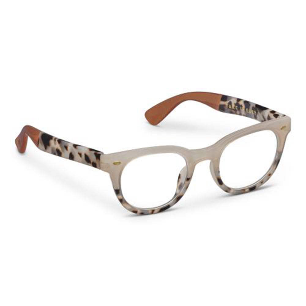 Eyeglasses with a tortoiseshell frame on a white background