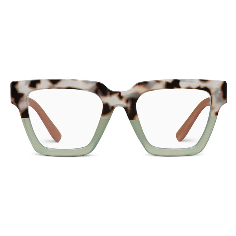 Eyeglasses with tortoiseshell frame on a white background