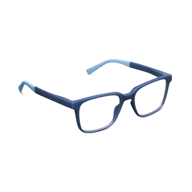 Blue eyeglasses on a white background