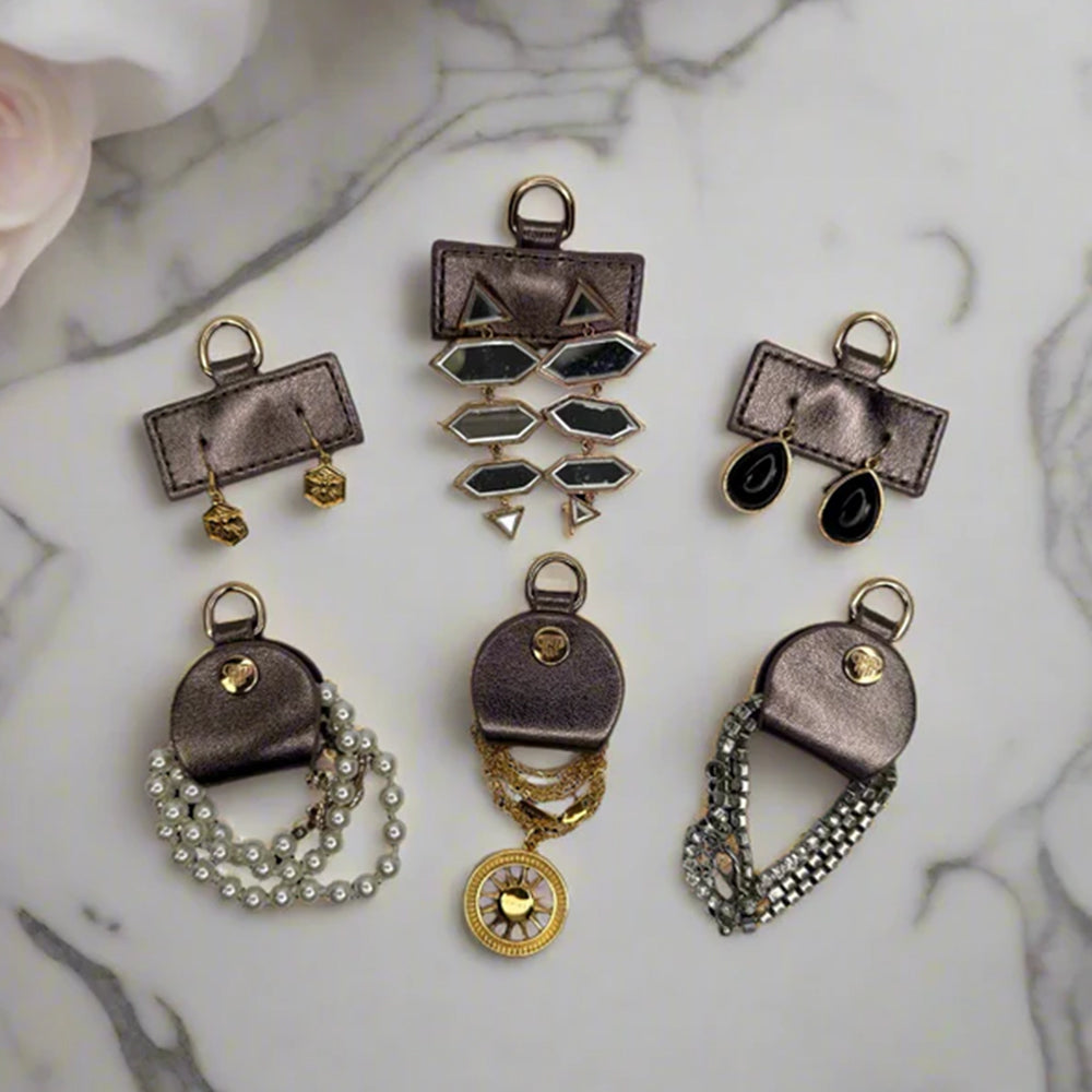 Set of earrings on a marble surface