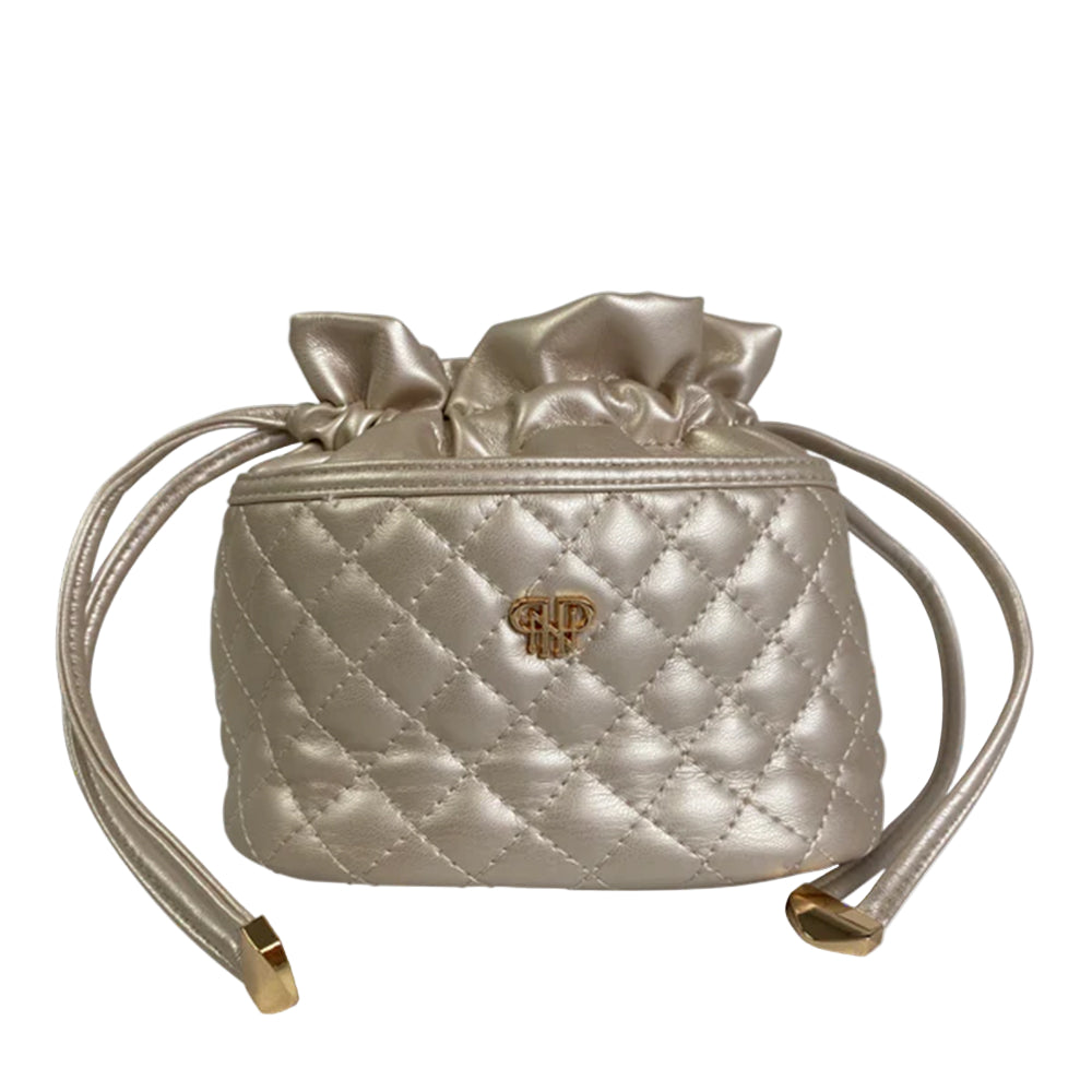 Quilted handbag with drawstring