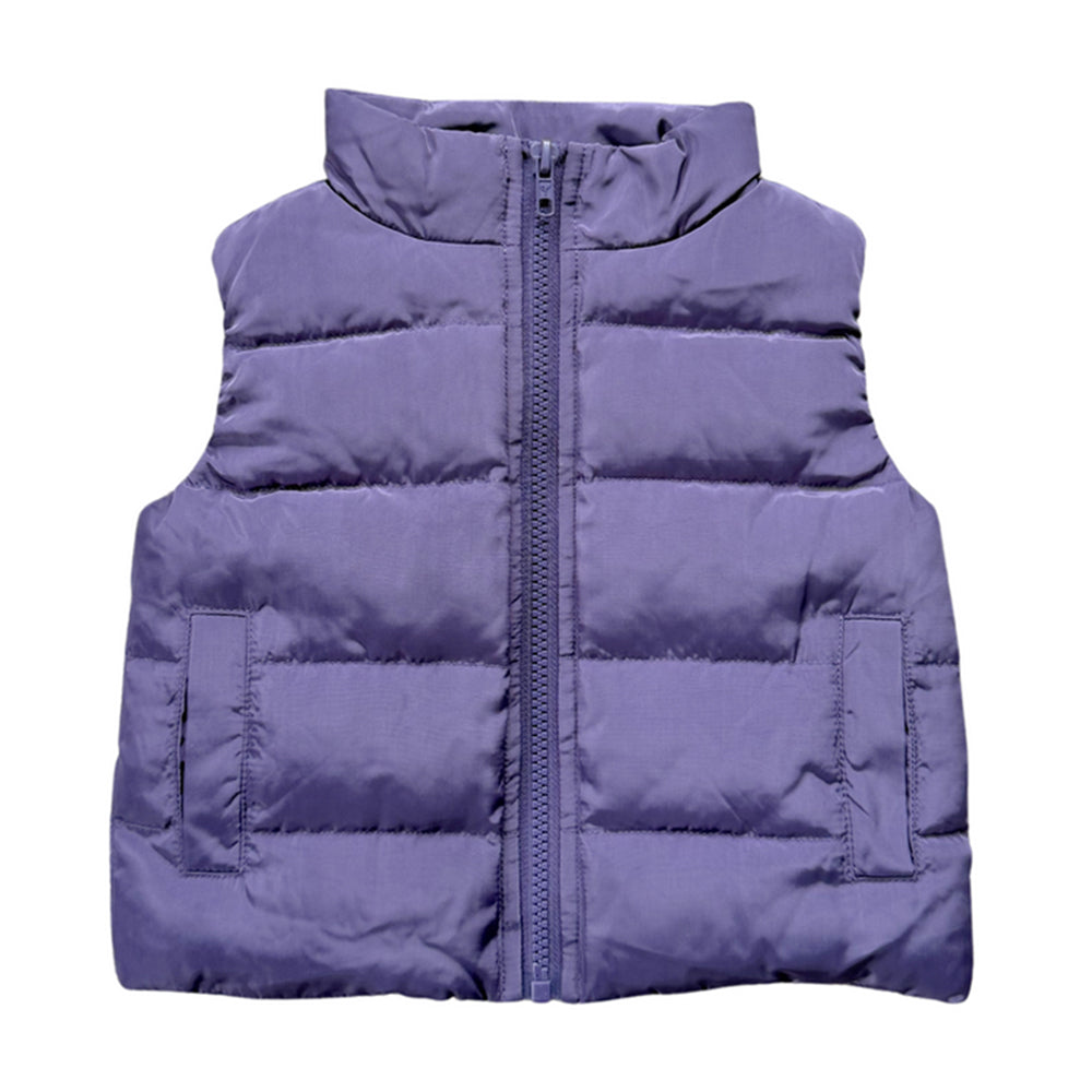 Purple puffer vest on a white background