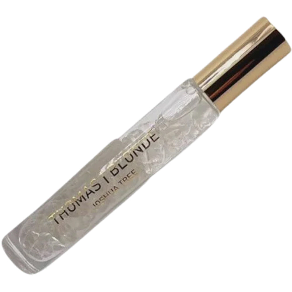 Perfume bottle with gold cap on a white background