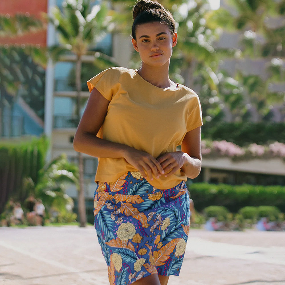 Tribal Clothing Co Cap Sleeve Crew Neck Top-Honeygold..