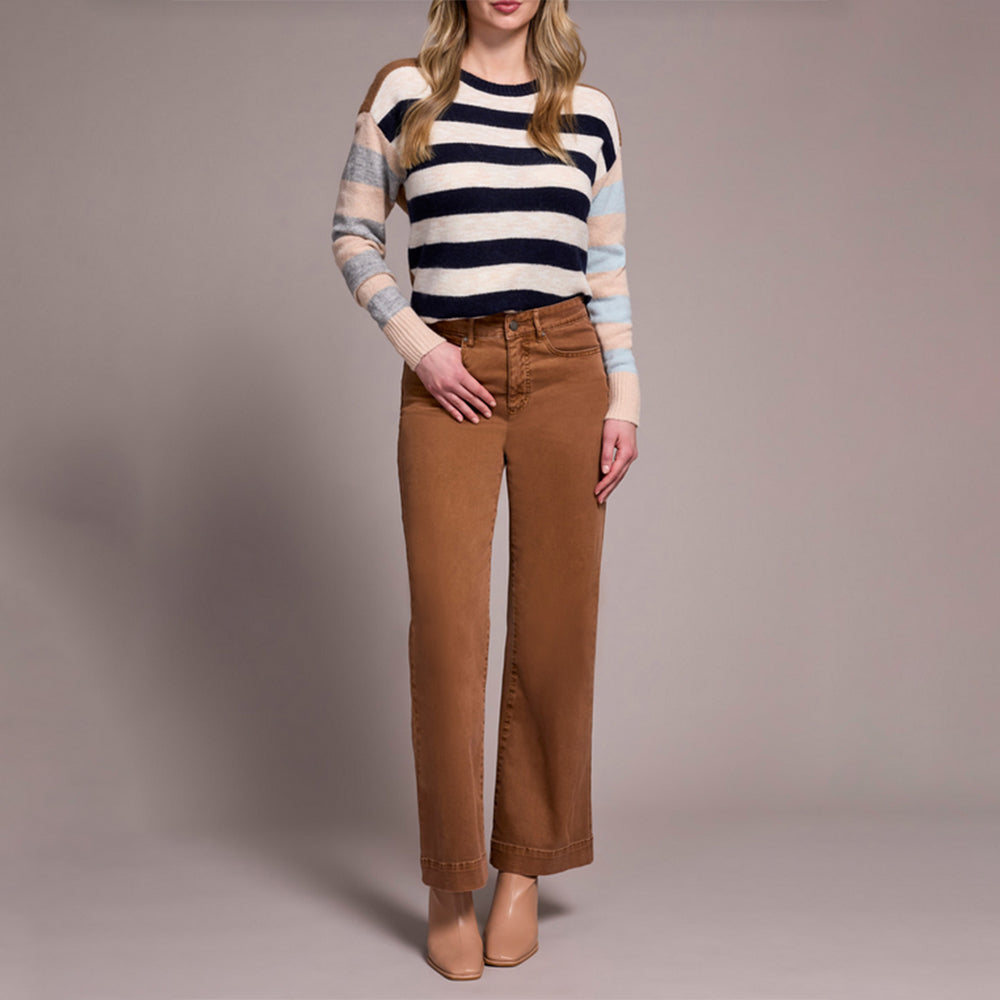 Tribal Clothing Co Comfort Stretch Fly Front Wide Leg Pants-Walnut