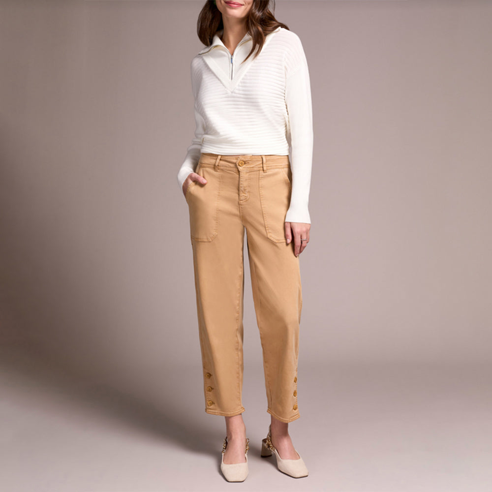 Tribal Clothing Co Fly Front Ankle Pant W/ Button Vent-Icelatte