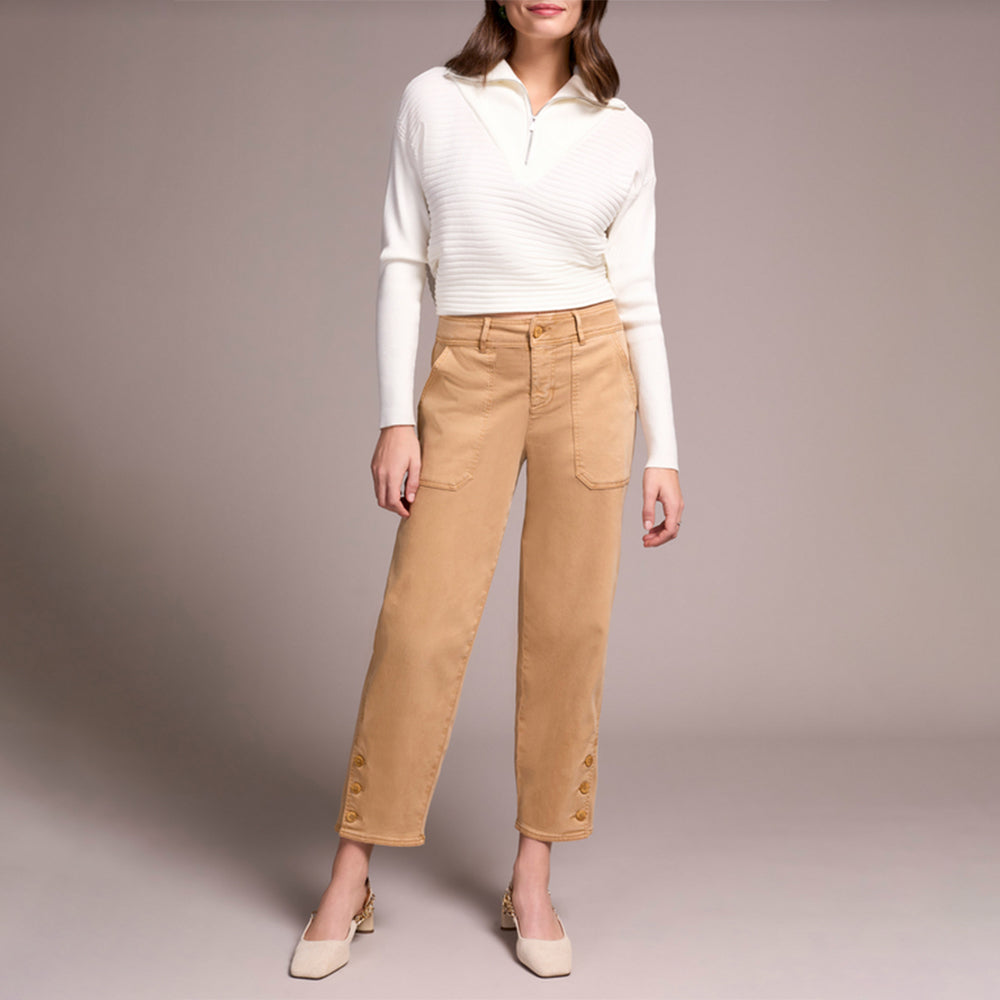 Tribal Clothing Co Fly Front Ankle Pant W/ Button Vent-Icelatte