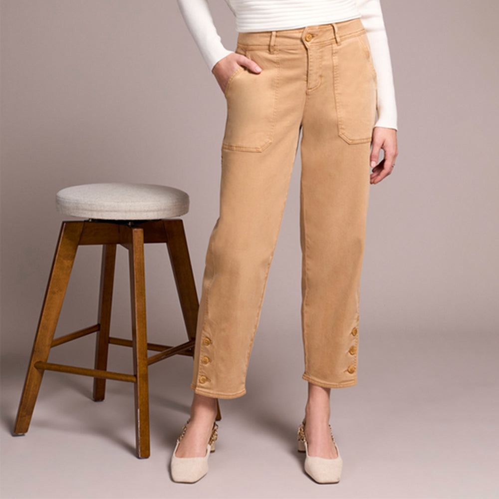 Tribal Clothing Co Fly Front Ankle Pant W/ Button Vent-Icelatte