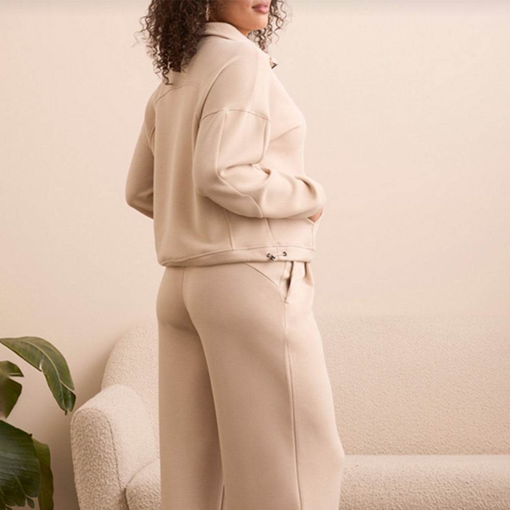 Tribal Clothing Co Long Sleeve Mock Neck Top W/Zipper-Sandstone