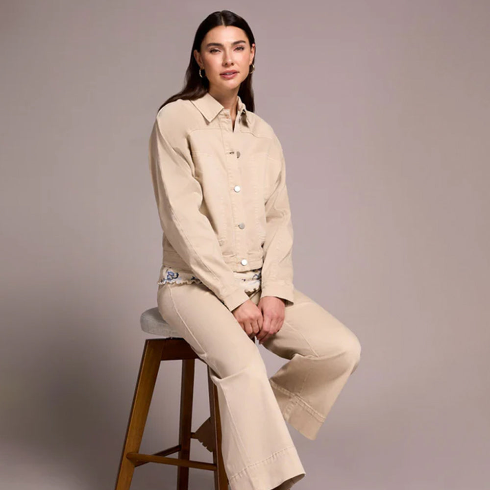 Tribal Clothing Co Long Sleeve Raglan Button Front Jacket-Sandstone