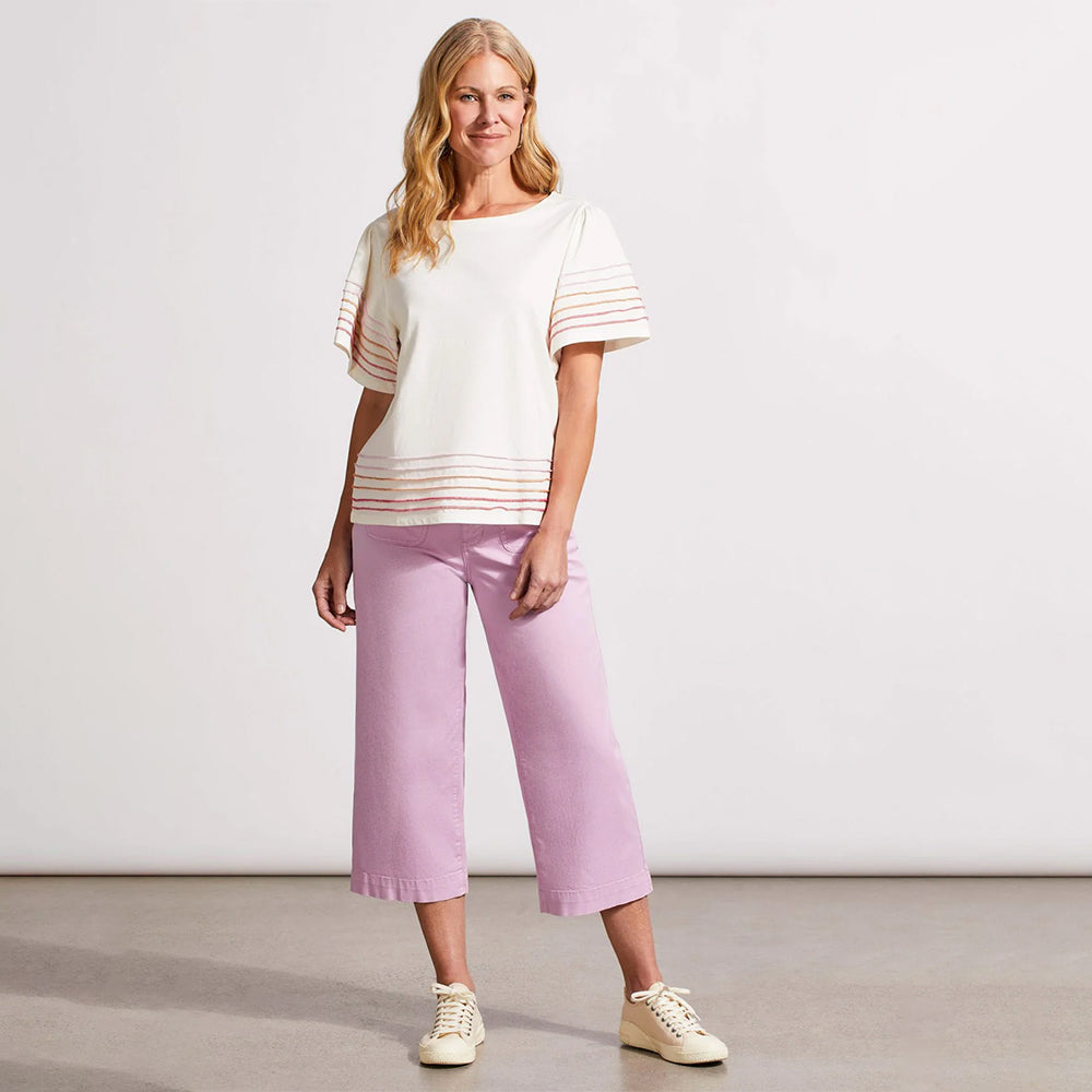 Tribal Clothing Co White Cotton Boat Neck Top With Contrast Stitching