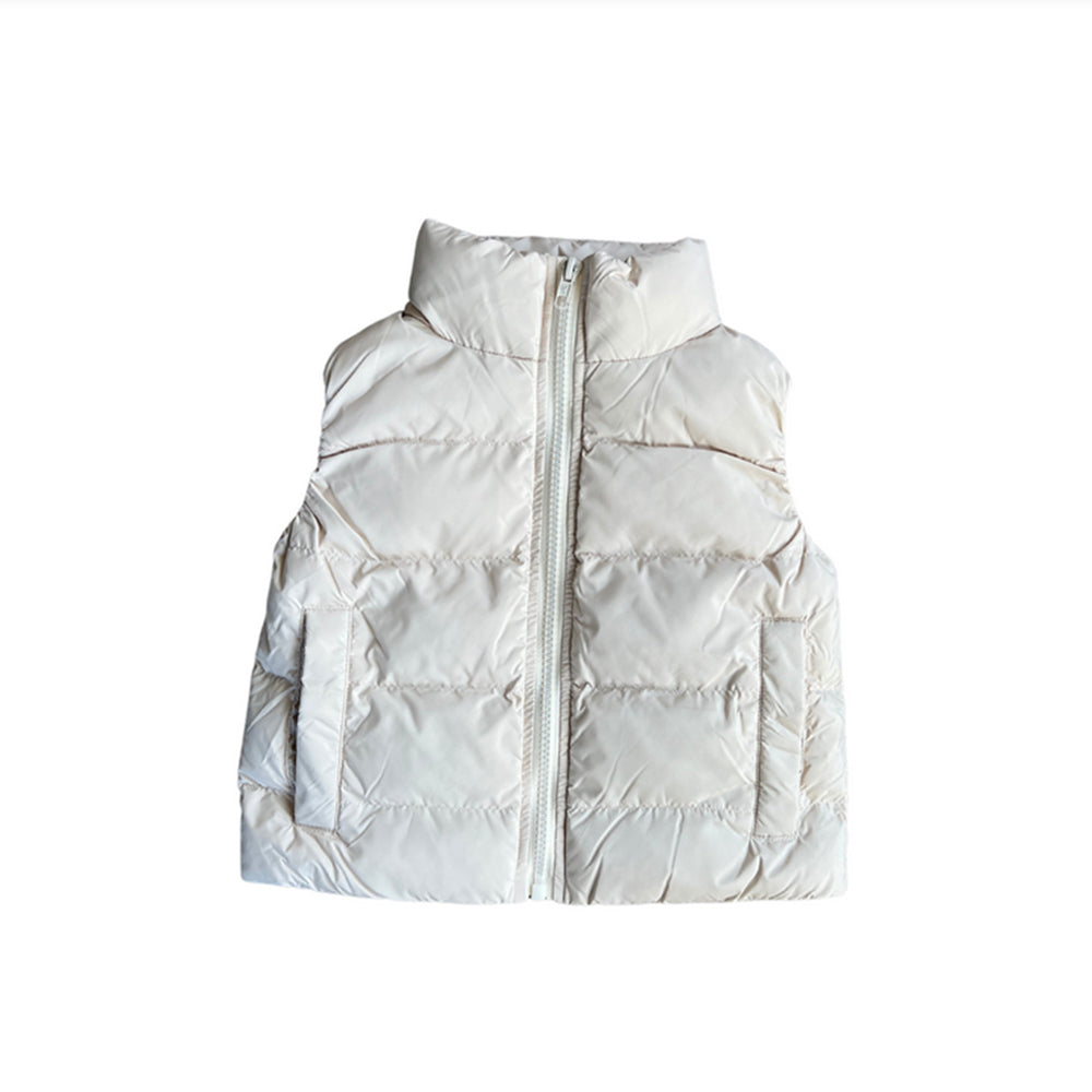 White puffer vest on a white background
