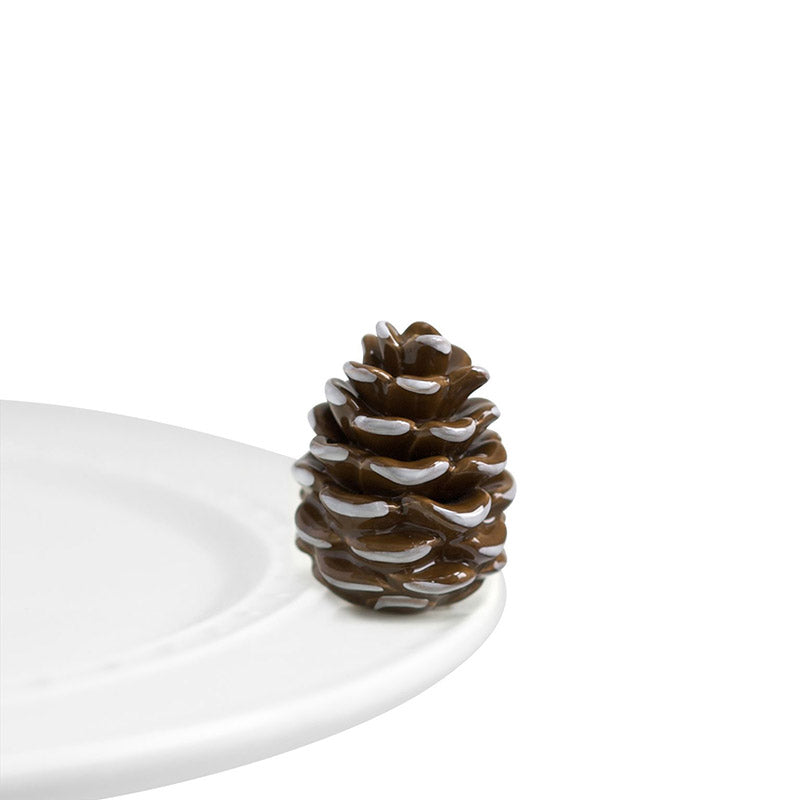 Nora Fleming white dish with pinecone mini 