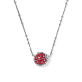 Necklace with a red ladybug pendant on a white background