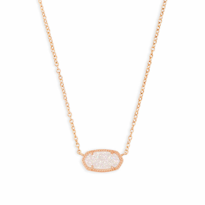 Kendra Scott Elisa Necklace Rose Gold Iridescent Drusy