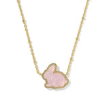 Necklace with a pink heart-shaped pendant on a white background