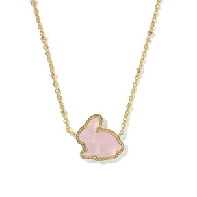 Necklace with a pink heart-shaped pendant on a white background