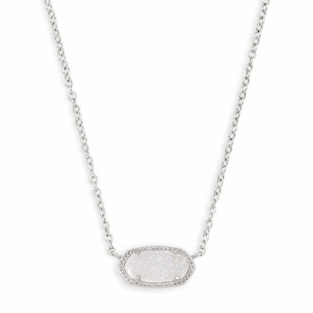 Necklace with a white pendant on a white background