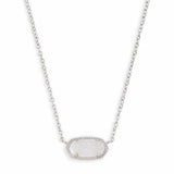 Necklace with a white pendant on a white background