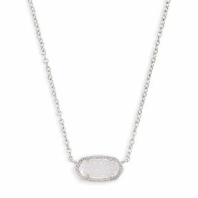 Necklace with a white pendant on a white background