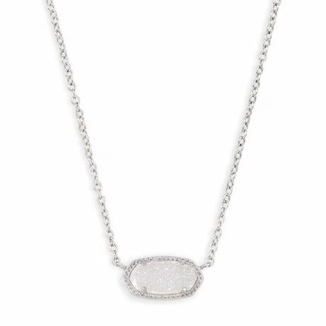 Necklace with a white pendant on a white background