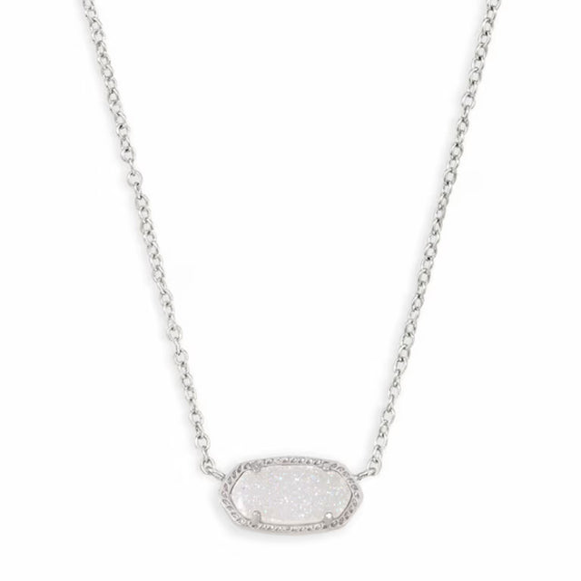 Necklace with a white pendant on a white background